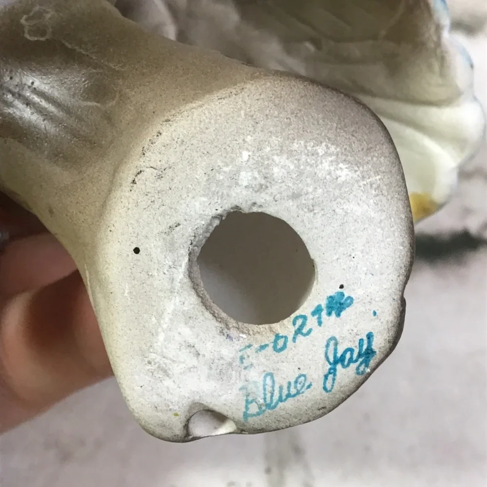 Ceramic Blue Jay Figurine On‎ Tree Branch Collectible Home Decor